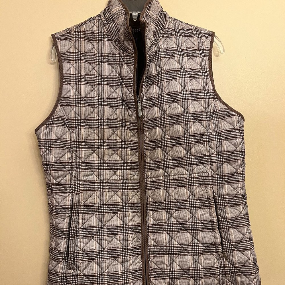 Carol Little Women's Reversible Brown and Tan/Cream Vest, Size Large